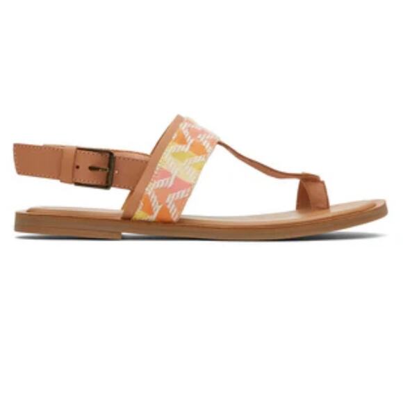 TOMS Sandals Bree Women - Warm Beige Leather Size 7.5 - Picture 1 of 8